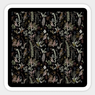 Dark Floral Bird Garden Tapestry Sticker